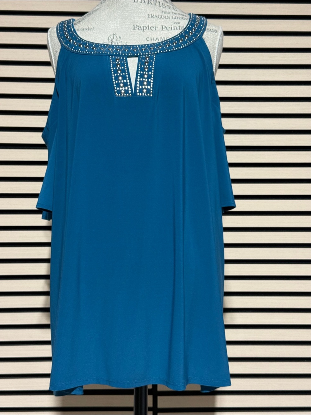 PerSeption Concept Teal Embellished Blouse